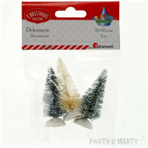 dekoracja male choinki bialo zielone titanum 6 5 cm 3 szt