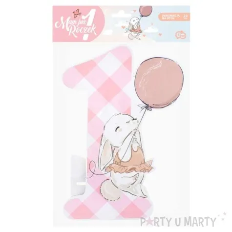 dekoracja mam juz roczek kroliczek rozowa godan