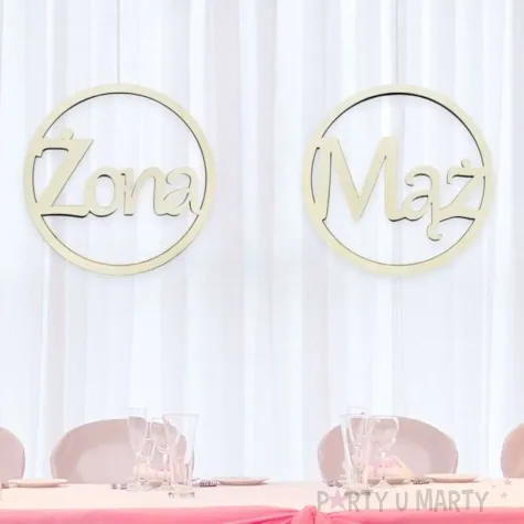 dekoracja maz i zona w kole drewniana godan 42 cm 2 szt