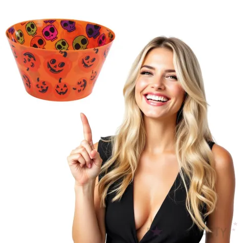 dekoracja miska czaszki i dynie guirca 22 cm