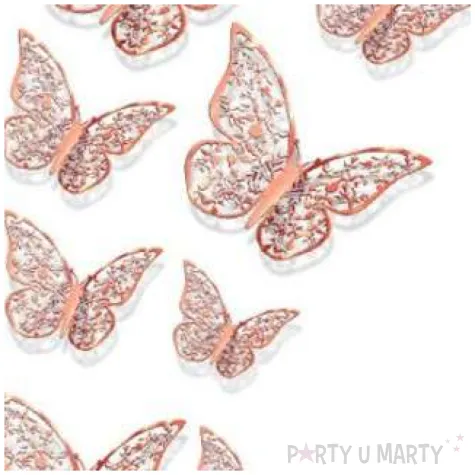 dekoracja motyl 3d rozowe zloto dekoracje polska 12 szt