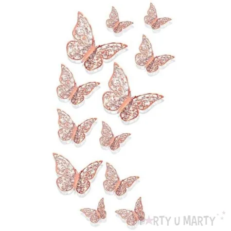 dekoracja motyl 3d rozowe zloto dekoracje polska 12 szt
