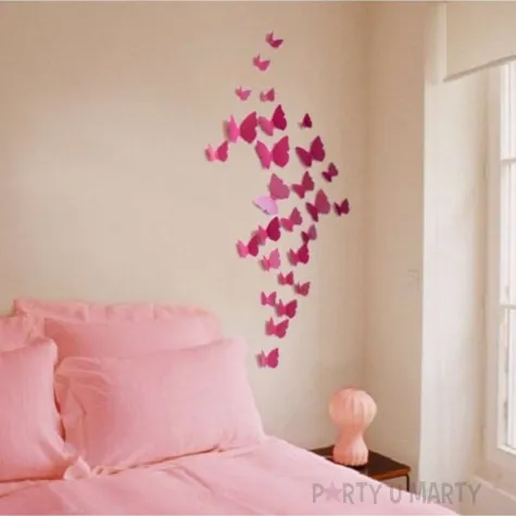 dekoracja motyl 3d rozowy dekoracje polska 12 szt