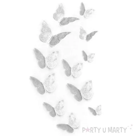 dekoracja motyl 3d srebrny dekoracje polska 12 szt