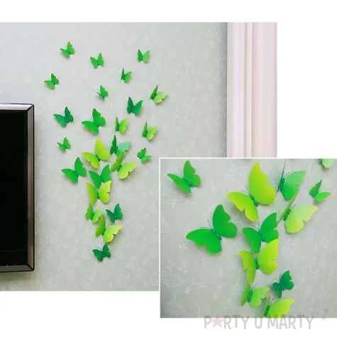 dekoracja motyl 3d zielony dekoracje polska 12 szt