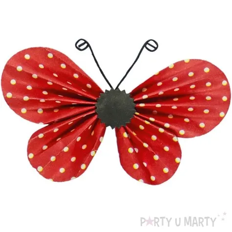 dekoracja motyle papierowe w grochy czerwone titanum 4 5 cm 3 szt