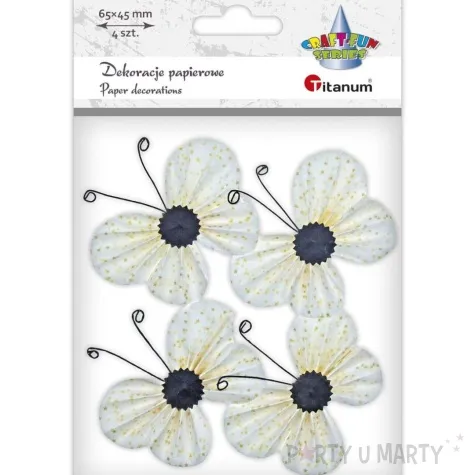 dekoracja motyle papierowe w gwiazdki kremowe titanum 4 5 cm 4 szt