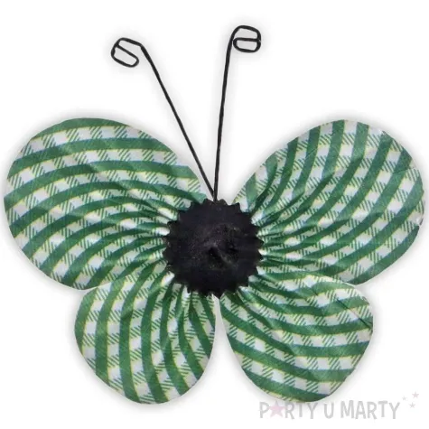 dekoracja motyle papierowe w krate zielone titanum 4 5 cm 4 szt