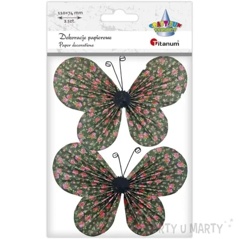 dekoracja motyle papierowe z rozami czarne titanum 4 5 cm 2 szt
