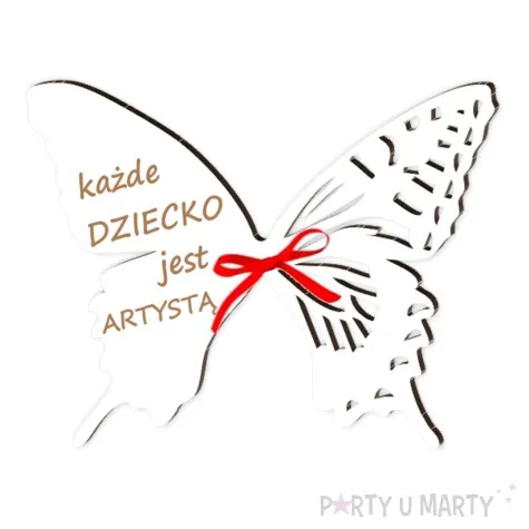 dekoracja motylek na lizak dziecko artysta biala 14 cm