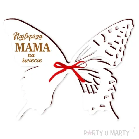dekoracja motylek na lizak dzien matki najukochansza mama biala 14 cm