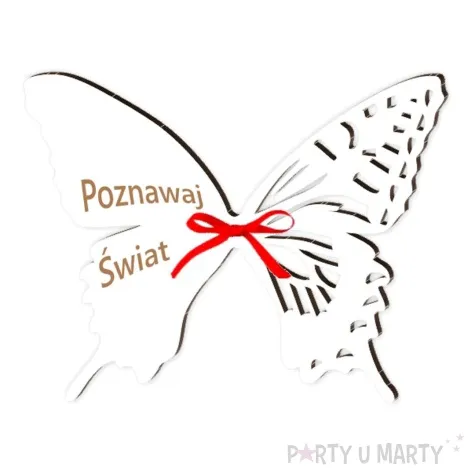 dekoracja motylek na lizak poznawaj swiat biala 14 cm