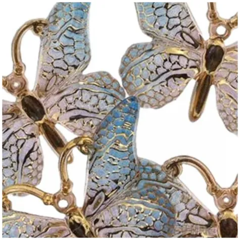 dekoracja motylki samoprzylepne blekitno zloty titanum 4 szt