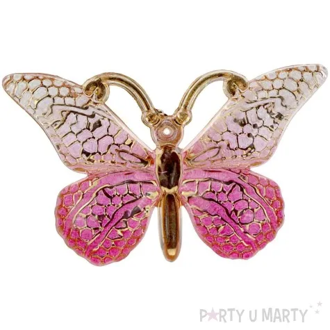 dekoracja motylki samoprzylepne rozowo zloty titanum 4 szt