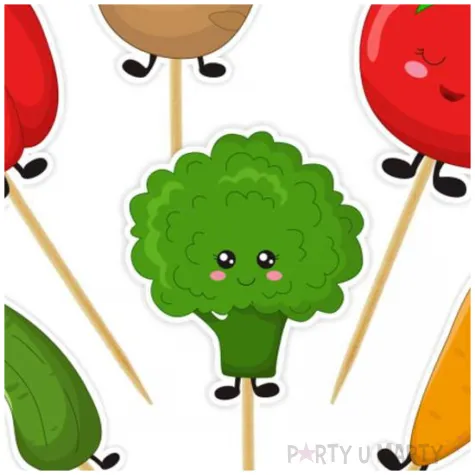 dekoracja muffinek na dzien wiosny do przedszkola pikery warzywa szpilki 6 szt