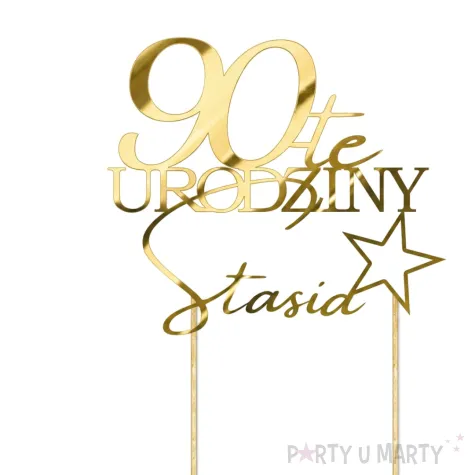 dekoracja na 18 30 40 50 60 70 80 90 urodziny topper na tort personalizacja imie zloty