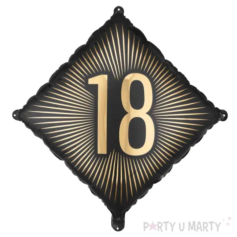 dekoracja na 18 urodziny balon foliowy glamour czarno zloty matowy do girland 20 sqr