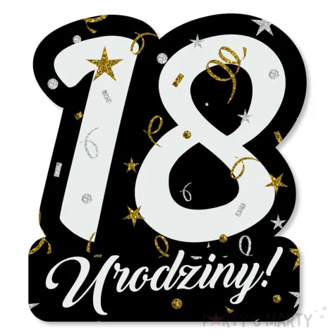dekoracja na 18 urodziny duza liczba znak napis do przylejenia glamou birthday 43x48 cm