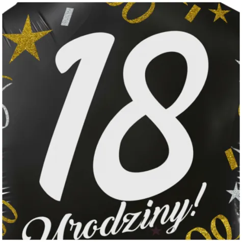 dekoracja na 18 urodziny osiemnastke balon foliowy gwiazda glamour czarny 18 str