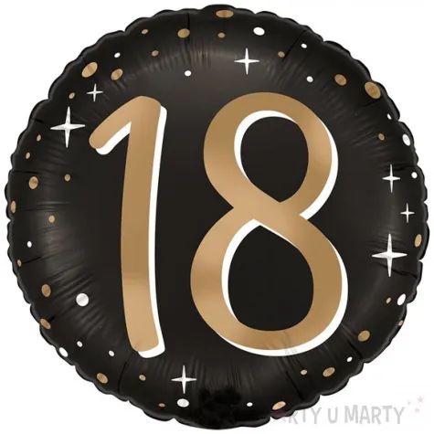 dekoracja na 18 urodziny osiemnastke balon foliowy liczba 18 czarny do girland glamour 18 rnd