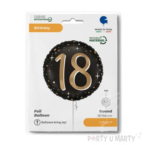 dekoracja na 18 urodziny osiemnastke balon foliowy liczba 18 czarny do girland glamour 18 rnd