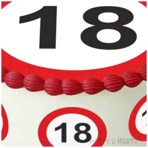 dekoracja na 18 urodziny osiemnastke oplatek na tort traffic birthday zestaw 1 8 szt 20 cm