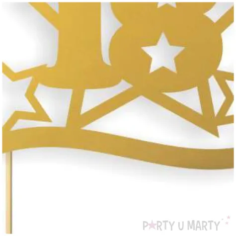 dekoracja na 18 urodziny topper papierowy liczba 18 stars zloty 17 cm