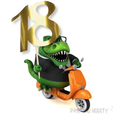 dekoracja na 18 urodziny topper papierowy na tort liczba 18 zloty metalik 18 cm