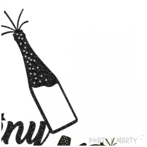 dekoracja na 18 urodziny topper papierowy szampanskie urodziny czarny brokat 15 x 19 cm