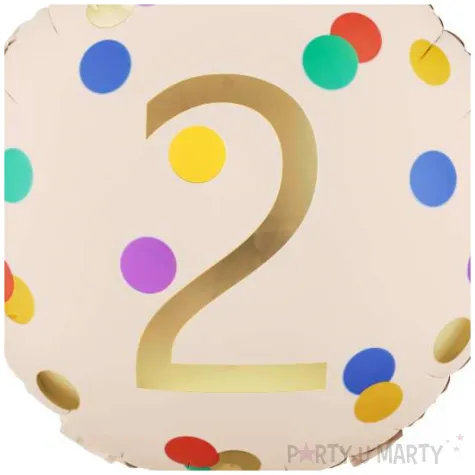 dekoracja na 2 urodziny balon foliowy cukierek do girland kremowo zloty 30 shp