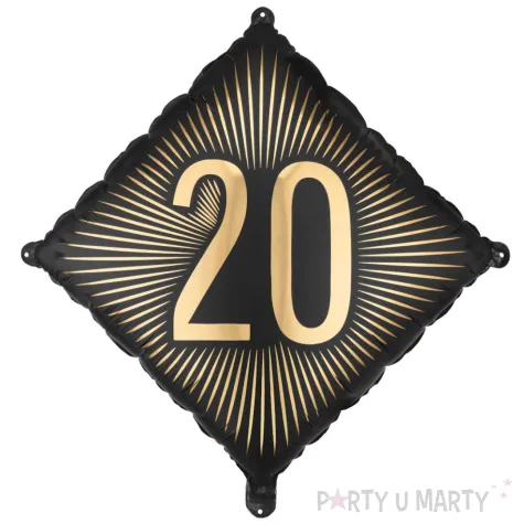 dekoracja na 20 urodziny balon foliowy glamour czarno zloty matowy do girland 20 sqr