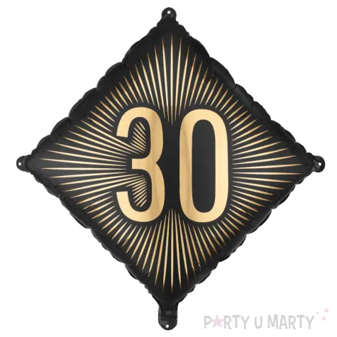 dekoracja na 30 urodziny balon foliowy glamour czarno zloty matowy do girland 20 sqr