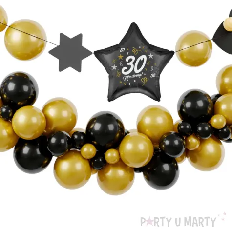 dekoracja na 30 urodziny balon foliowy gwiazda glamour czarny 18 str