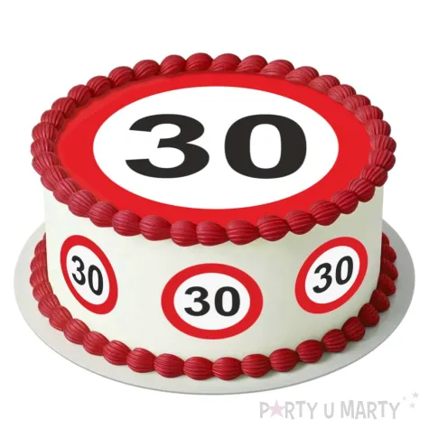 dekoracja na 30 urodziny oplatek na tort traffic birthday zestaw 1 8 szt 20 cm