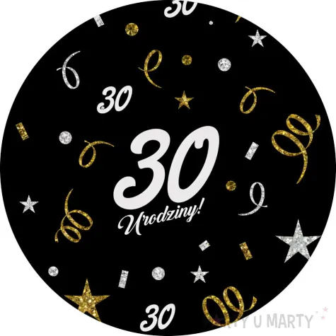 dekoracja na 30 urodziny papierowe podkladki pod kubki 30 glamour czarne 12 szt