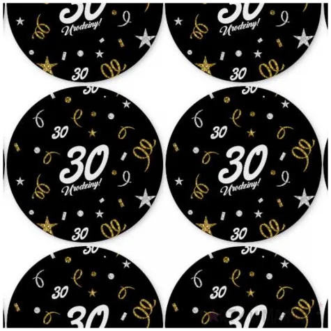 dekoracja na 30 urodziny papierowe podkladki pod kubki 30 glamour czarne 12 szt