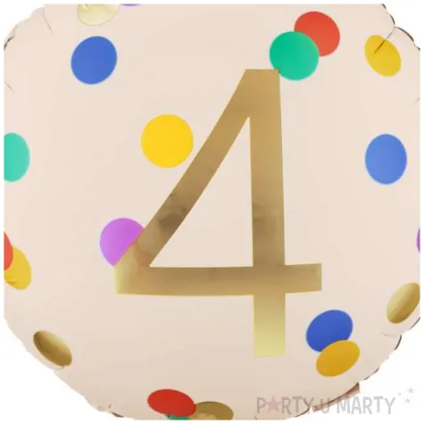 dekoracja na 4 urodziny balon foliowy cukierek do girland kremowo zloty 30 shp