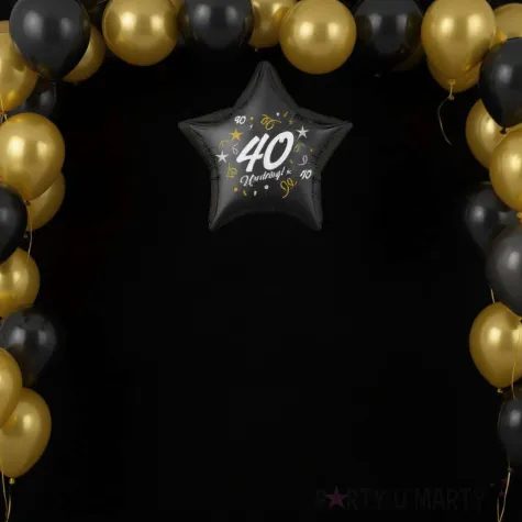 dekoracja na 40 urodziny balon foliowy gwiazda glamour czarny 18 str
