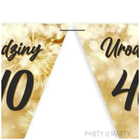 dekoracja na 40 urodziny baner flagi fajerwerki zloto kremowe 3 6 m