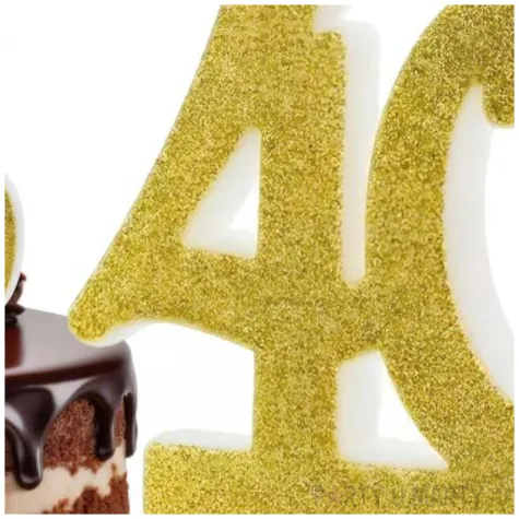 dekoracja na 40 urodziny swieczka na tort liczba 40 zlota partydeco 8 5 cm