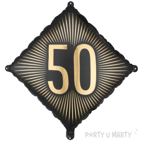 dekoracja na 50 urodziny balon foliowy glamour czarno zloty matowy do girland 20 sqr