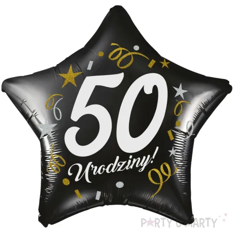 dekoracja na 50 urodziny balon foliowy gwiazda glamour czarny 18 str