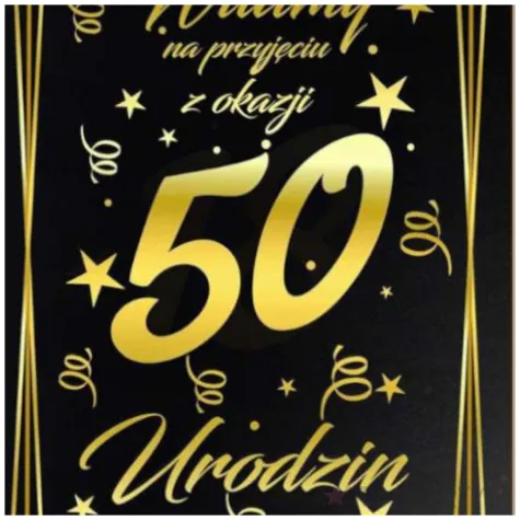 dekoracja na 50 urodziny drewniana tablica powitalna glamour zloto czarna powitanie gosci