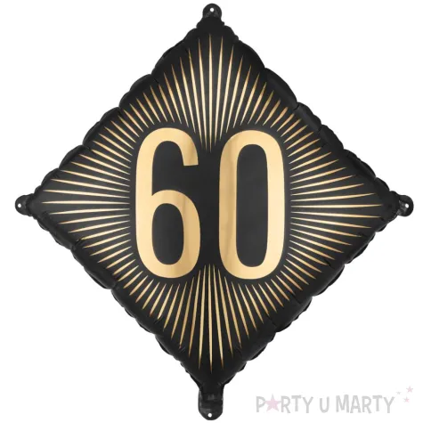 dekoracja na 60 urodziny balon foliowy glamour czarno zloty matowy do girland 20 sqr