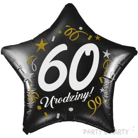 dekoracja na 60 urodziny balon foliowy gwiazda glamour czarny 18 str
