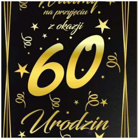 dekoracja na 60 urodziny drewniana tablica powitalna glamour zloto czarna powitanie gosci