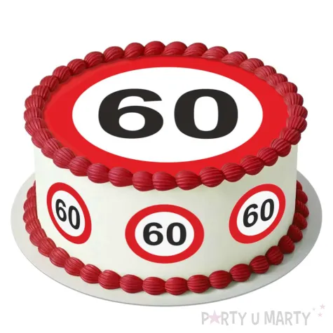 dekoracja na 60 urodziny oplatek na tort traffic birthday zestaw 1 8 szt 20 cm