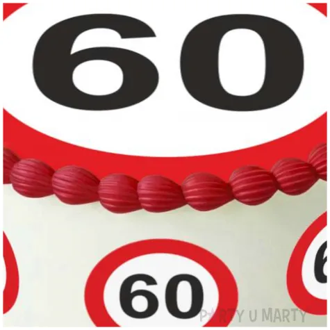 dekoracja na 60 urodziny oplatek na tort traffic birthday zestaw 1 8 szt 20 cm