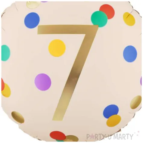 dekoracja na 7 urodziny balon foliowy cukierek do girland kremowo zloty 30 shp