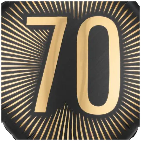 dekoracja na 70 urodziny balon foliowy glamour czarno zloty matowy do girland 20 sqr